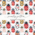 Cute Colorful Beetle and Ladybug Pattern Digital Download |Seamless Bugs Pattern JPEG - Moore and Mountain