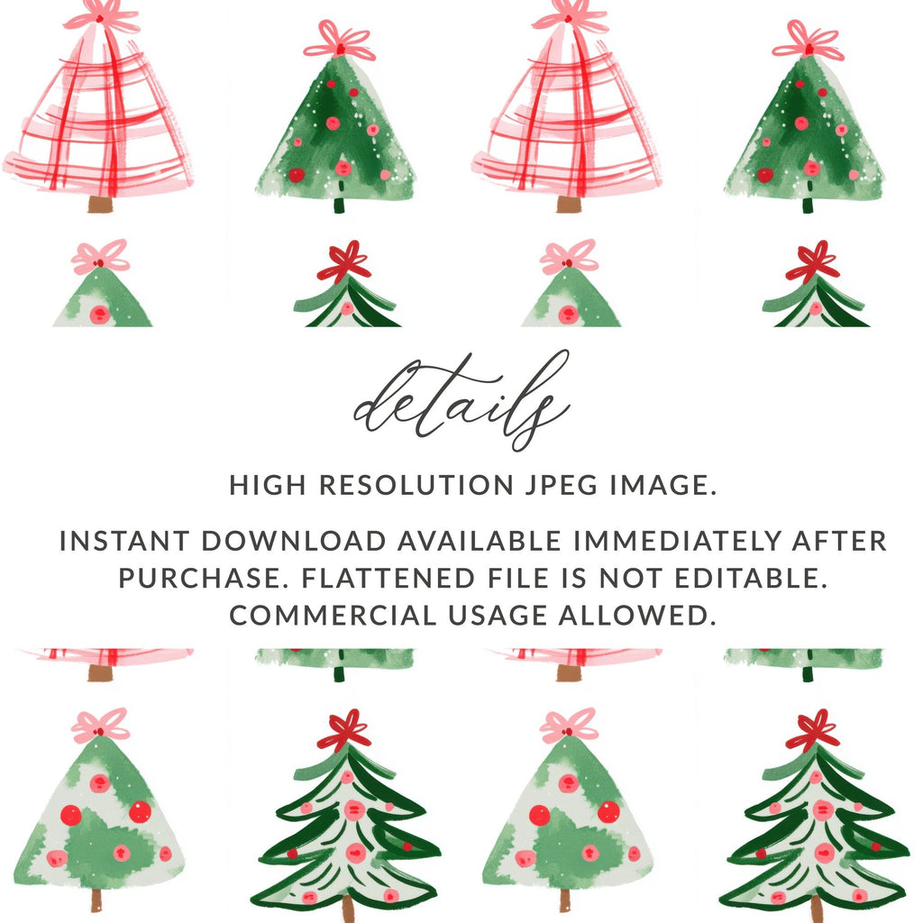 Cute Colorful Christmas Tree Pattern Holiday Season Image Digital - Moore and Mountain