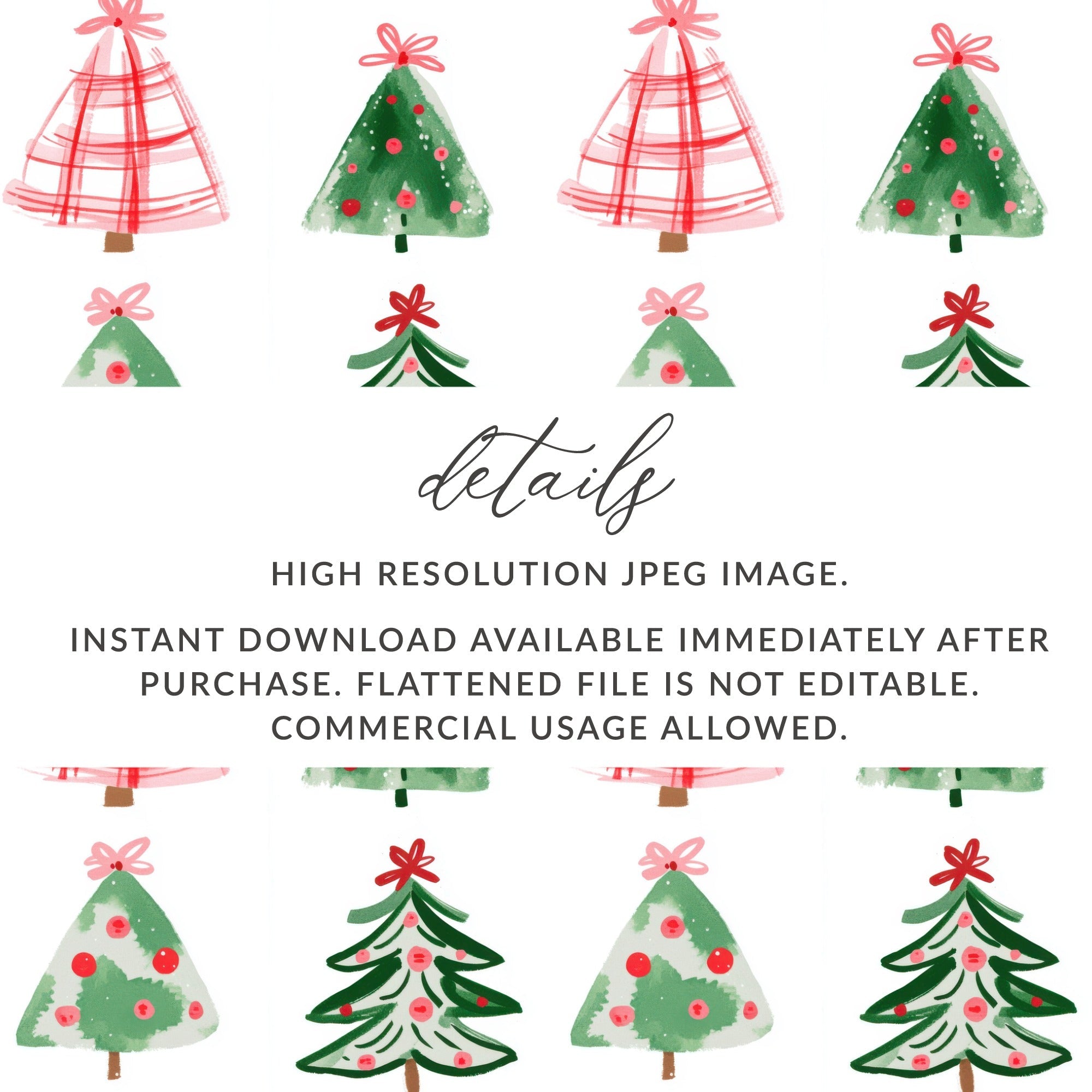 Cute Colorful Christmas Tree Pattern Holiday Season Image Digital - Moore and Mountain