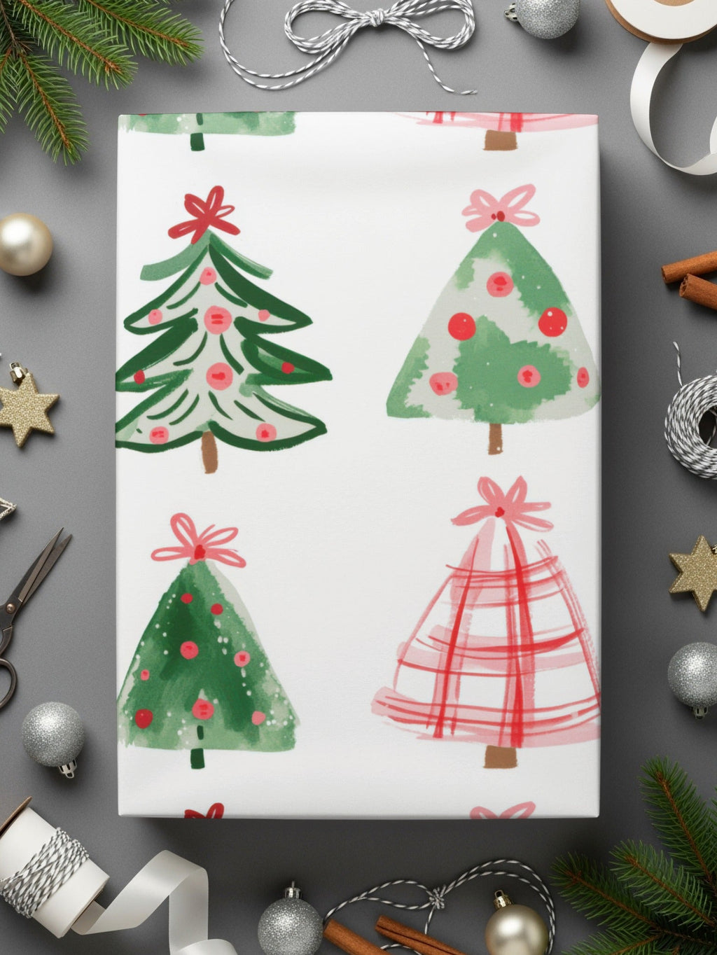 Cute Colorful Christmas Tree Pattern Holiday Season Image Digital - Moore and Mountain