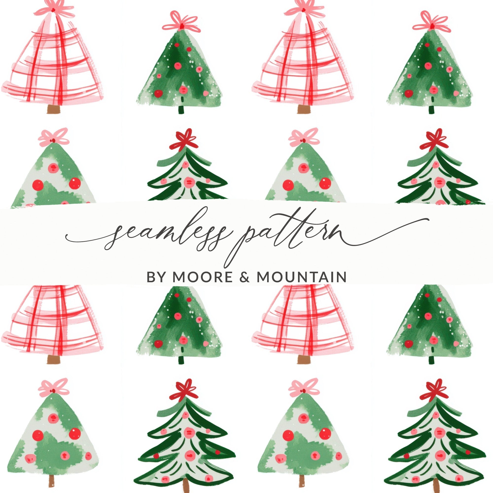 Cute Colorful Christmas Tree Pattern Holiday Season Image Digital - Moore and Mountain