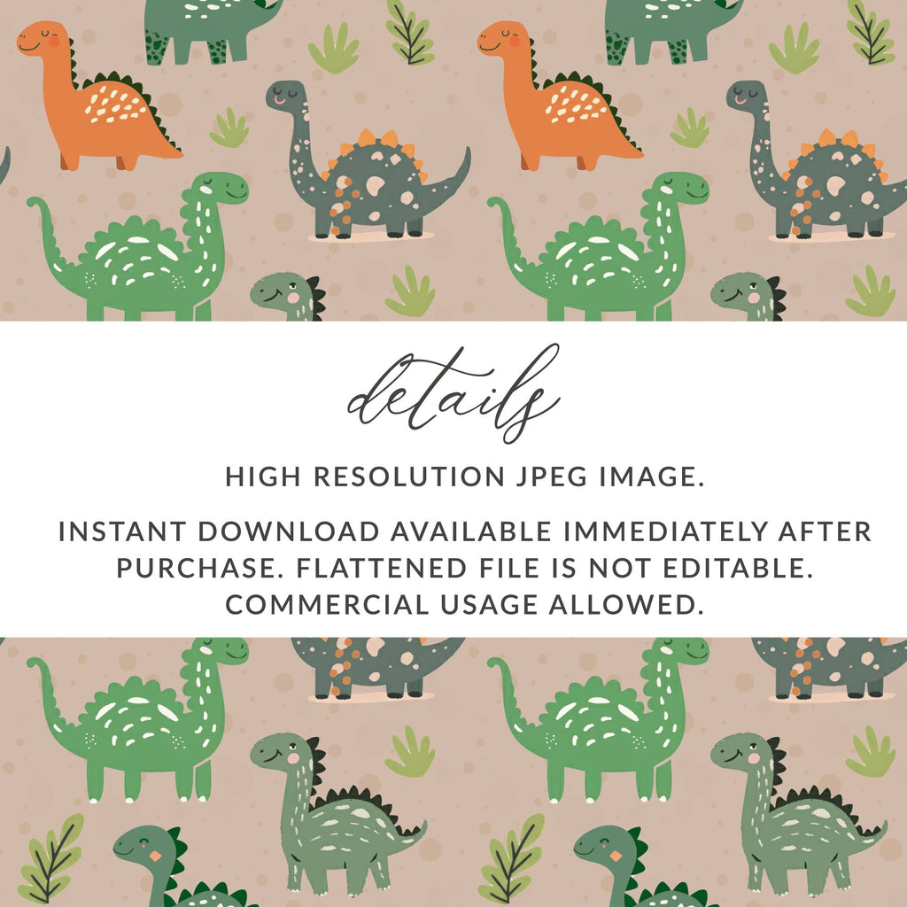 Cute Dinosaur Digital Pattern, Seamless Dino Background, Scrapbook Paper, Fabric Design, Kids Room Decor, Nursery Art, Digital Download - Moore and Mountain