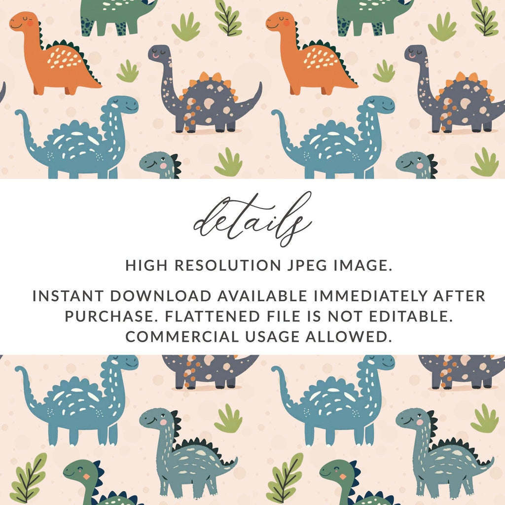 Cute Dinosaur Seamless Pattern Digital Paper, Dino Digital Download, Reptile Background, Kids Room, Nursery Decor, Scrapbooking - Moore and Mountain