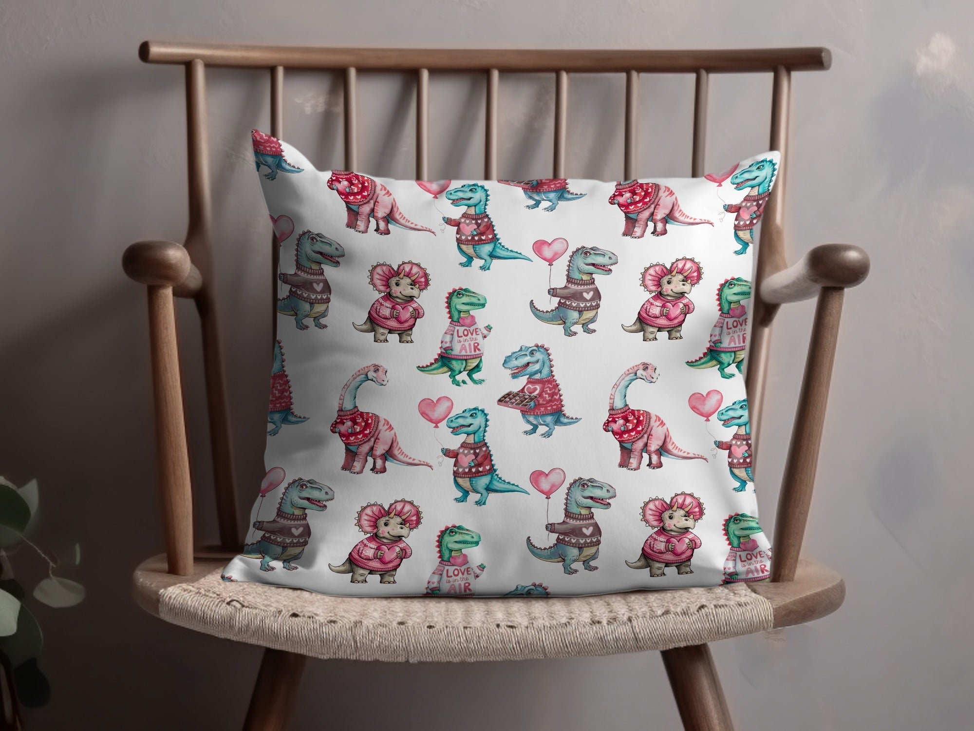 Cute Dinosaur Valentine's Day Digital Seamless Pattern, Kawaii Dino Hearts Fabric, Digital Paper Download, Valentines Day Digital, Two - Moore and Mountain