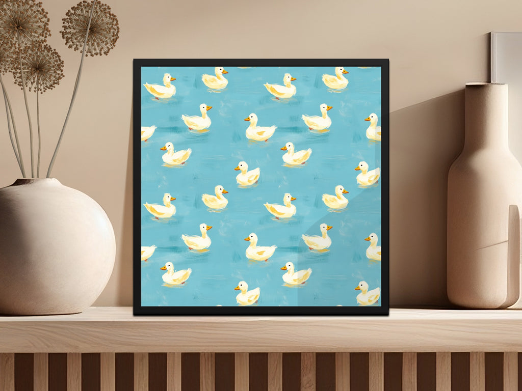Cute Duck Seamless Background Blue Rubber Ducks - Moore and Mountain