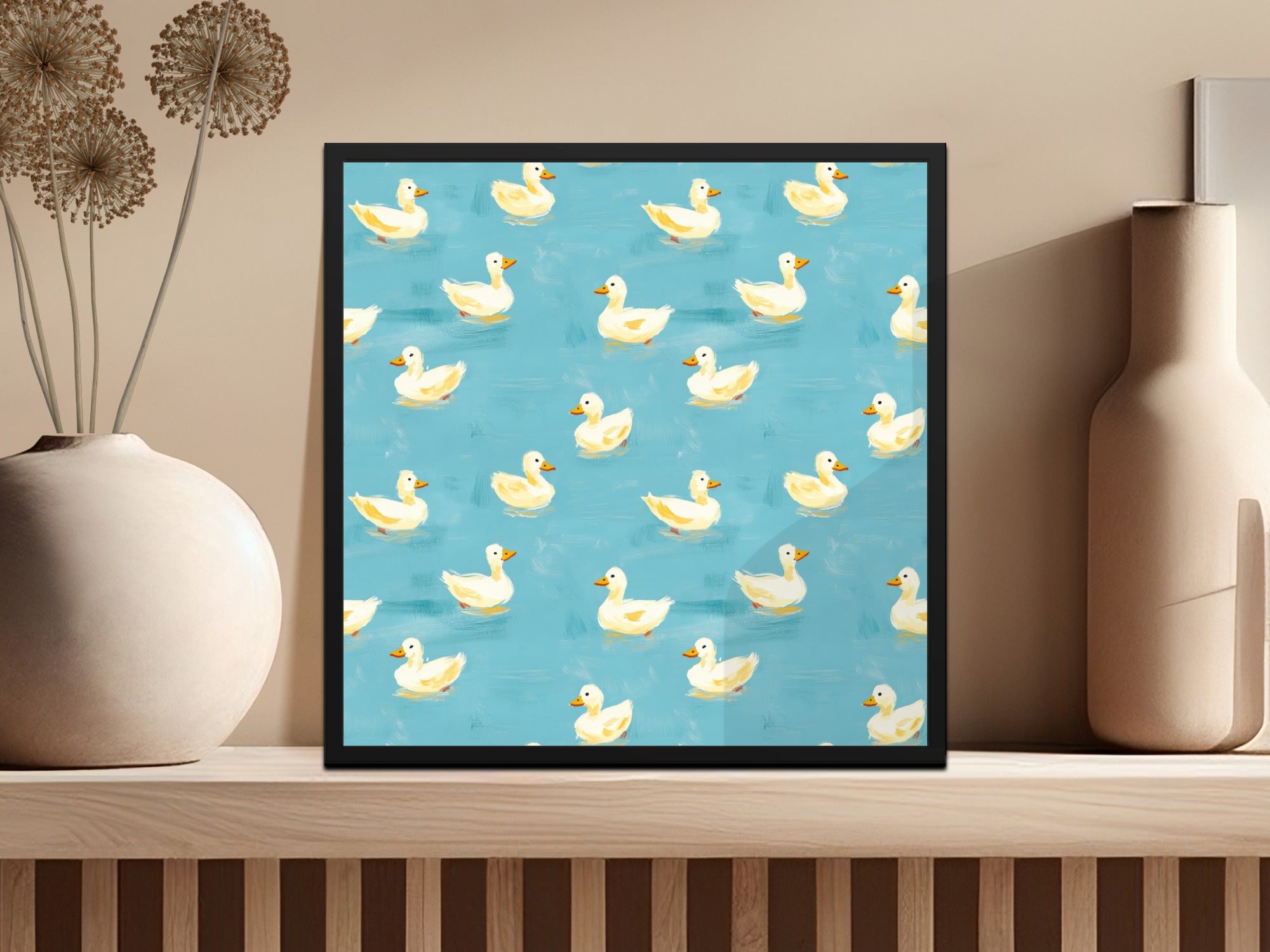 Cute Duck Seamless Background Blue Rubber Ducks - Moore and Mountain
