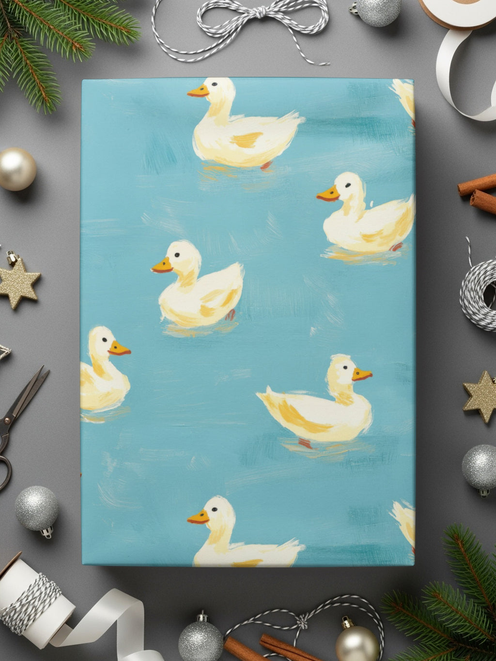 Cute Duck Seamless Background Blue Rubber Ducks - Moore and Mountain
