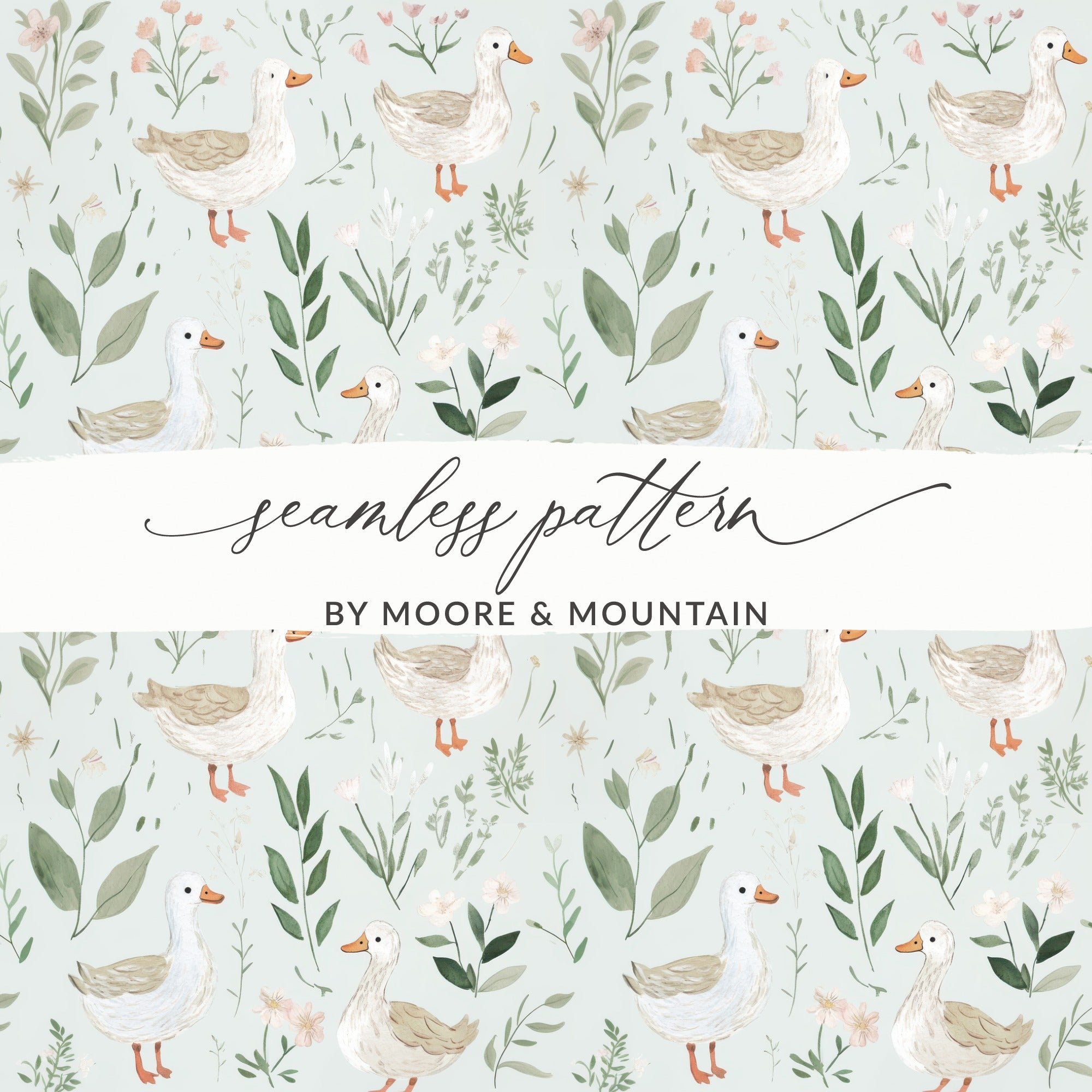 Duck and Flower Seamless Pattern by Moore & Mountain