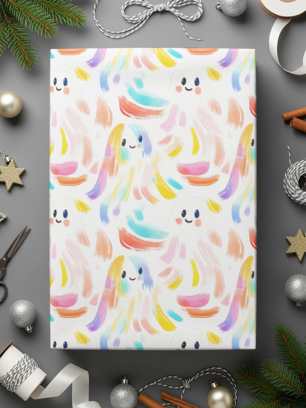 Cute Ghost Seamless Pattern, Pastel Halloween Digital Paper, Kawaii Ghost Fabric, Spooky Season Background, Digital Download for Sublimation - Moore and Mountain
