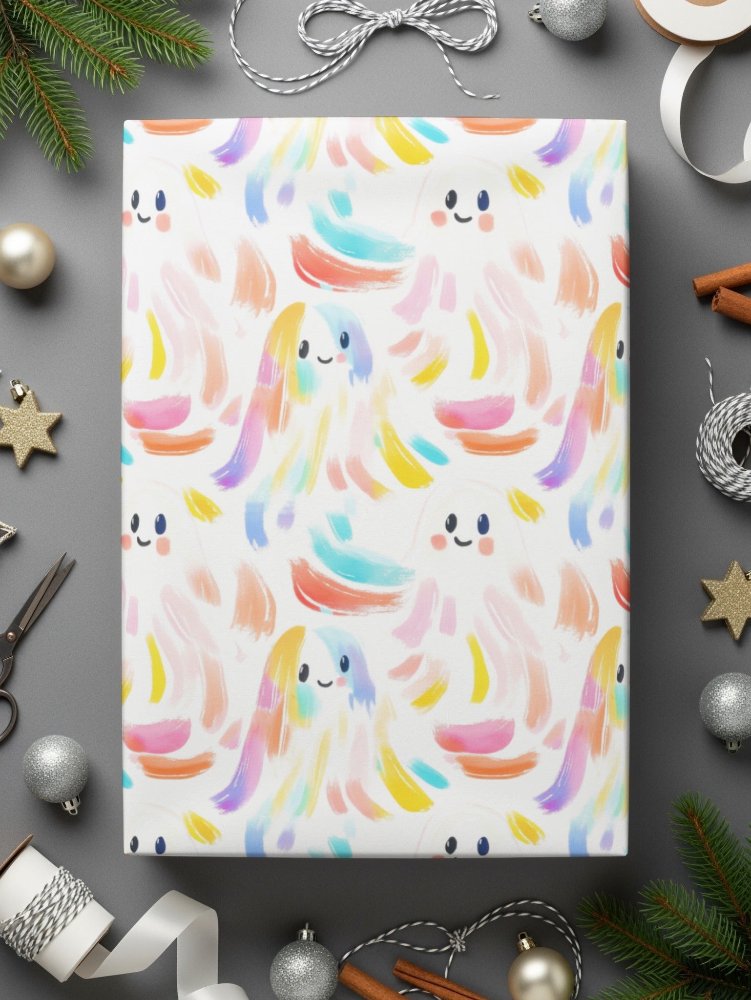Cute Ghost Seamless Pattern, Pastel Halloween Digital Paper, Kawaii Ghost Fabric, Spooky Season Background, Digital Download for Sublimation - Moore and Mountain