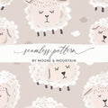 Cute Lamb Seamless Pattern, Neutral Nursery Decor, Digital Paper for Baby Projects, Sheep Repeat Pattern, Digital Downloads for Fabrics - Moore and Mountain