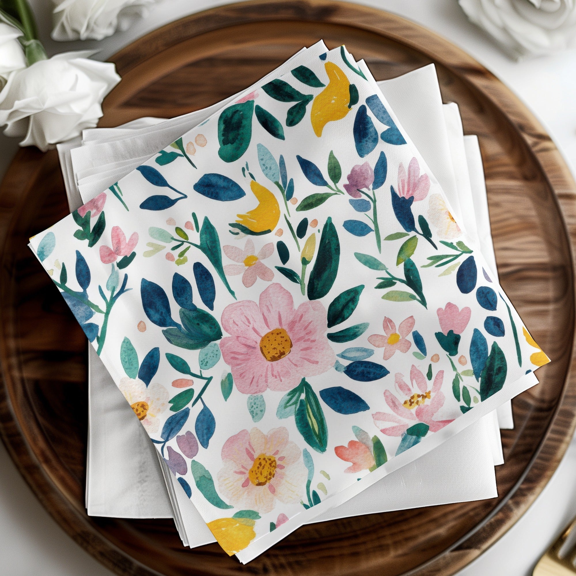 Cute Light Pink Daisy Floral Field Pattern JPEG Seamless Spring Watercolor Flower Background - Moore and Mountain