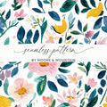 Cute Light Pink Daisy Floral Field Pattern JPEG Seamless Spring Watercolor Flower Background - Moore and Mountain