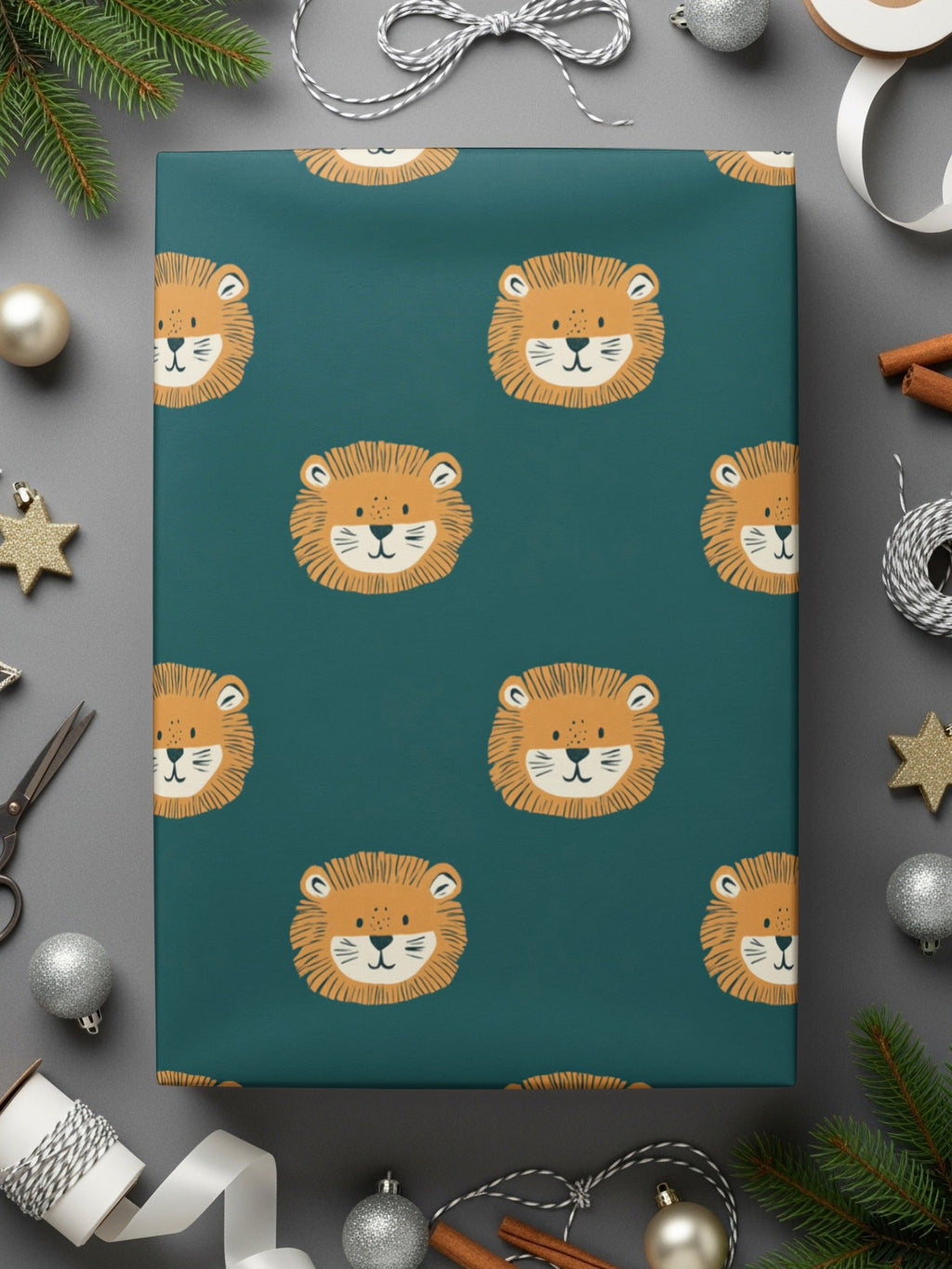 Cute Lion Face Pattern Digital Paper, Nursery Print Pattern, Baby Animal Print Digital Seamless File, Lion Clipart Pattern, Kids Pattern - Moore and Mountain