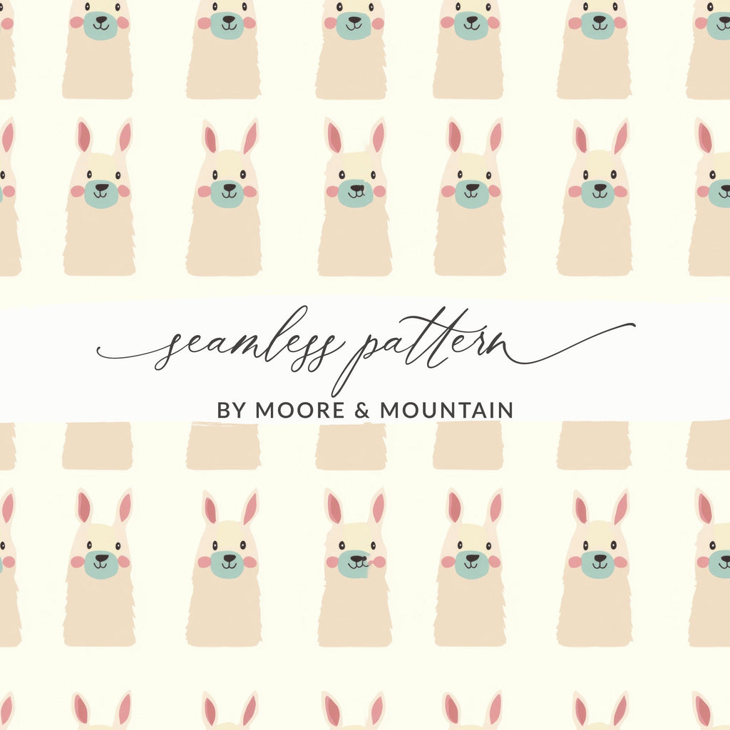 Cute Llama Digital Pattern, Seamless Repeat Design, Animal Print, Digital Download for Fabric, Scrapbooking, Backgrounds - Moore and Mountain