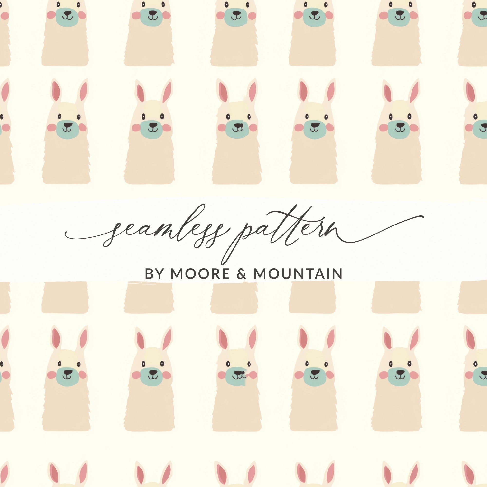 Cute Llama Digital Pattern, Seamless Repeat Design, Animal Print, Digital Download for Fabric, Scrapbooking, Backgrounds - Moore and Mountain