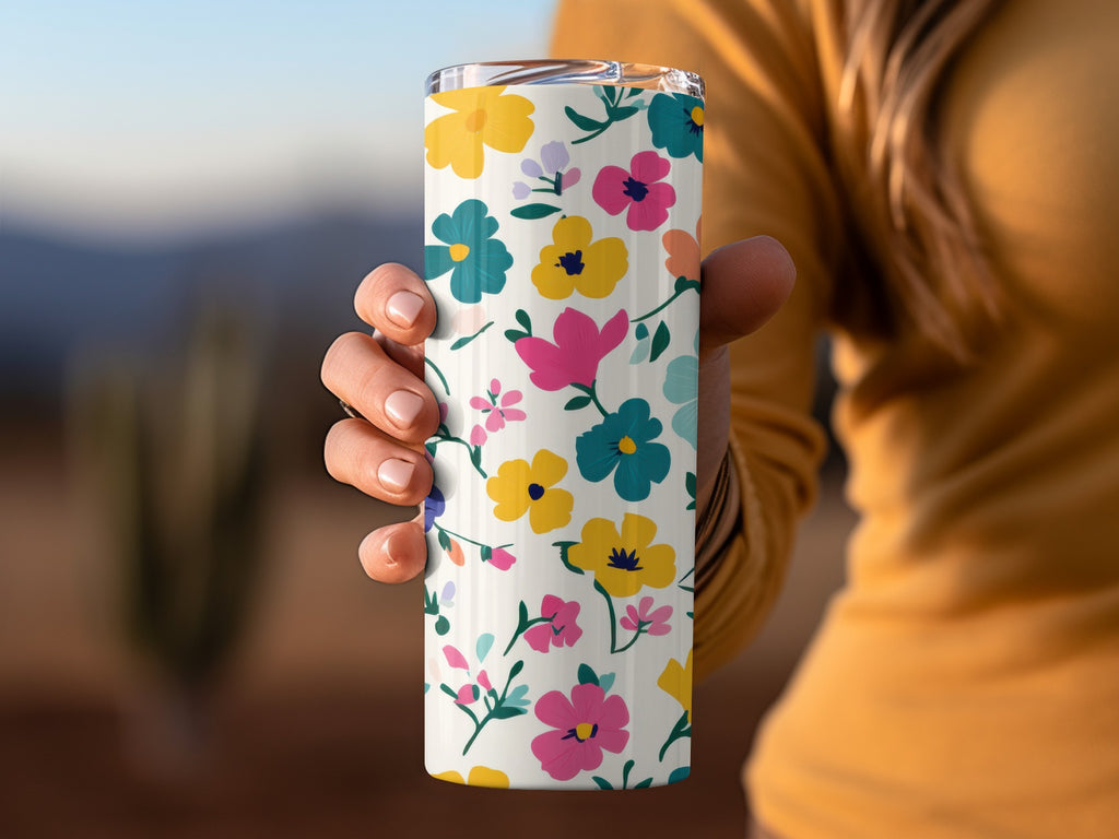 Colorful Floral Pattern Insulated Tumbler Drinkware
