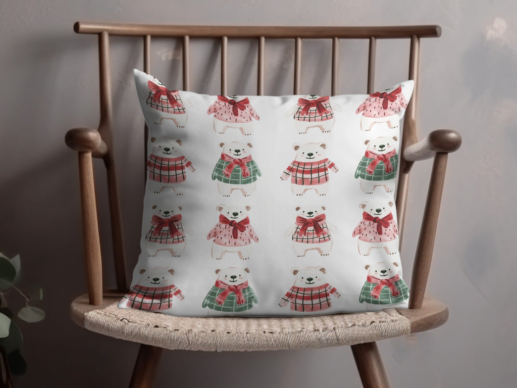 Cute Polar Bears with Bows and Scarves Seamless Pattern Digital - Moore and Mountain