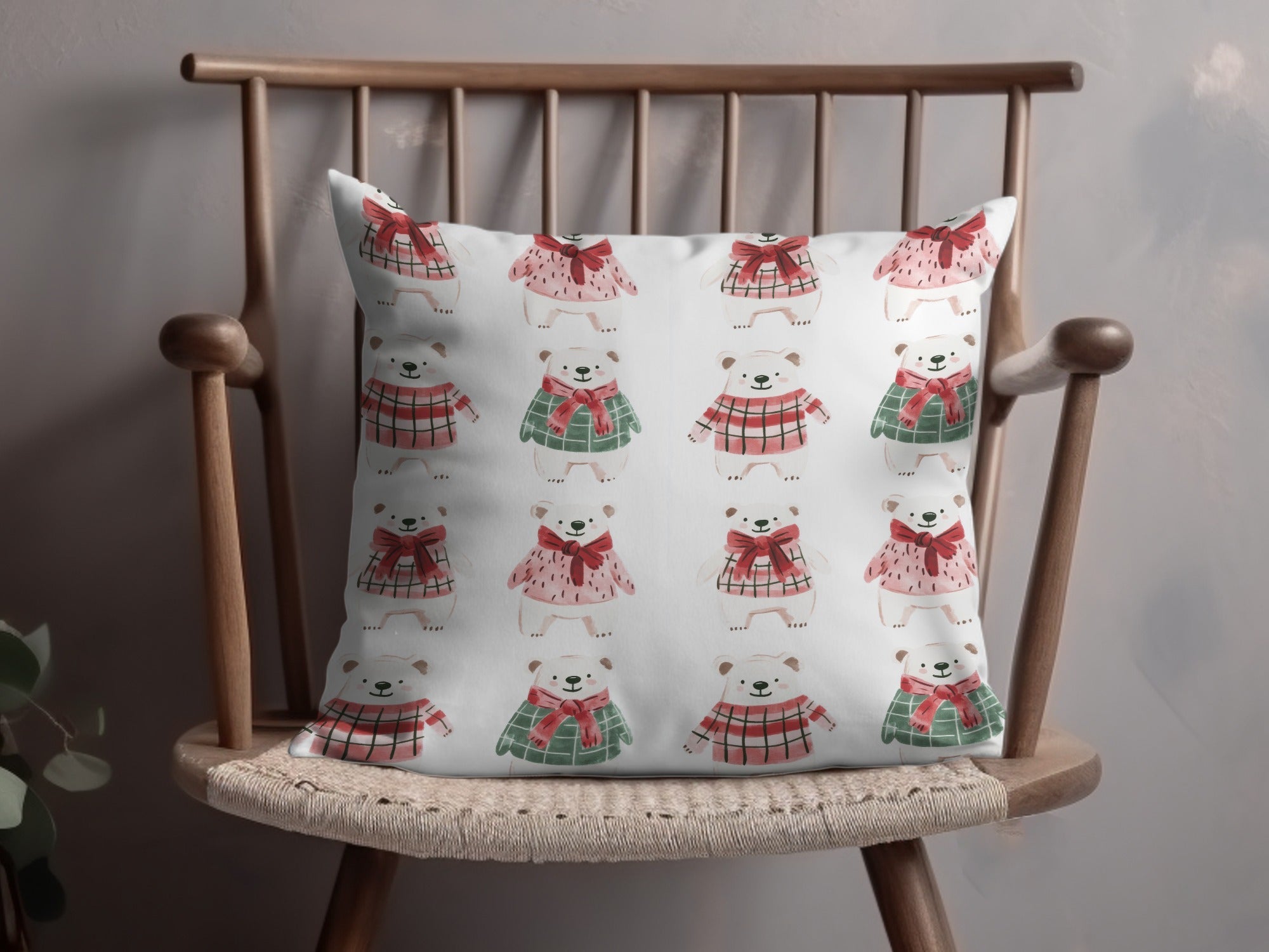 Cute Polar Bears with Bows and Scarves Seamless Pattern Digital - Moore and Mountain
