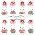 Cute Polar Bears with Bows and Scarves Seamless Pattern Digital - Moore and Mountain