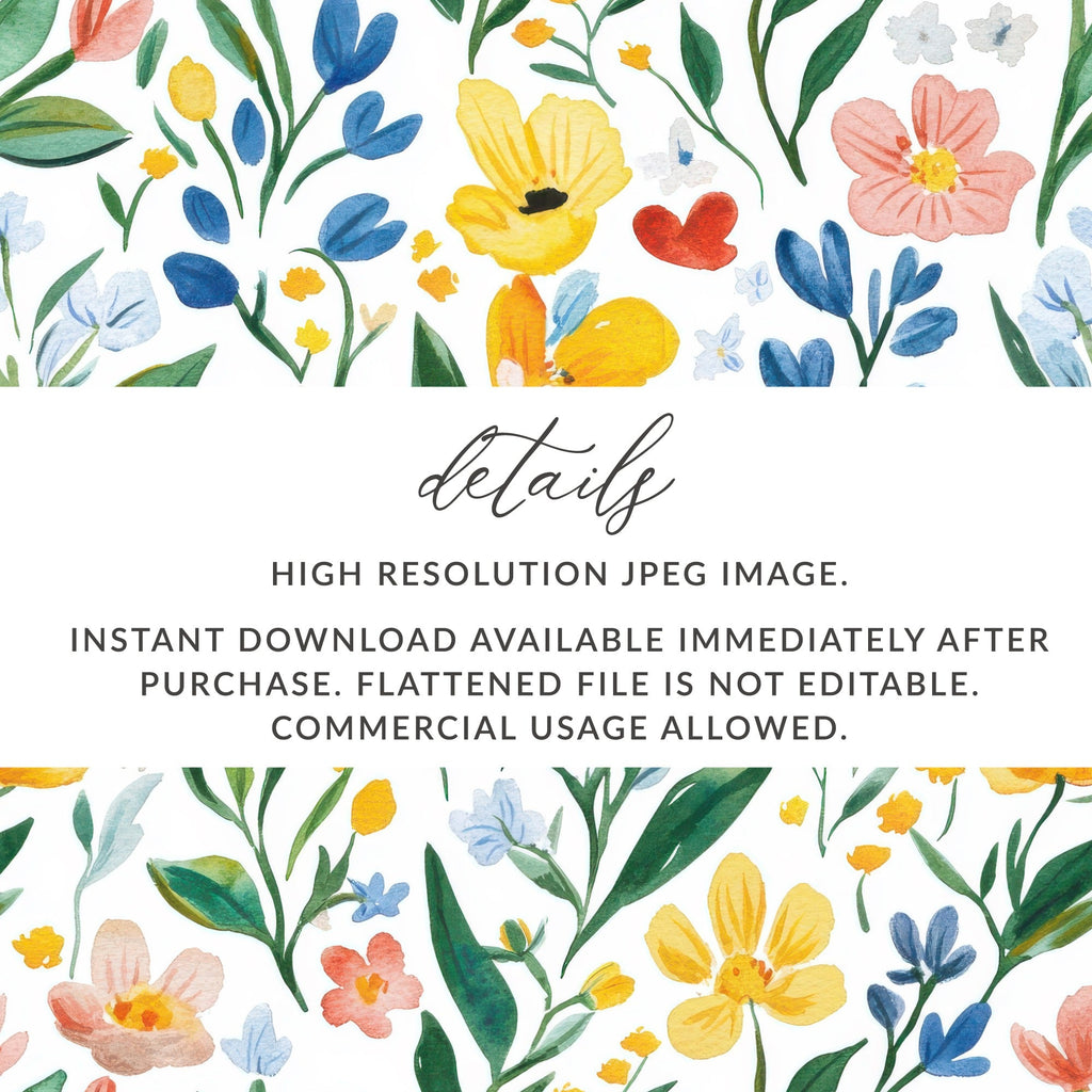 Cutesy Watercolor Floral Pattern Ditsy Summery Floral Background Spring Painted Easter Floral - Moore and Mountain