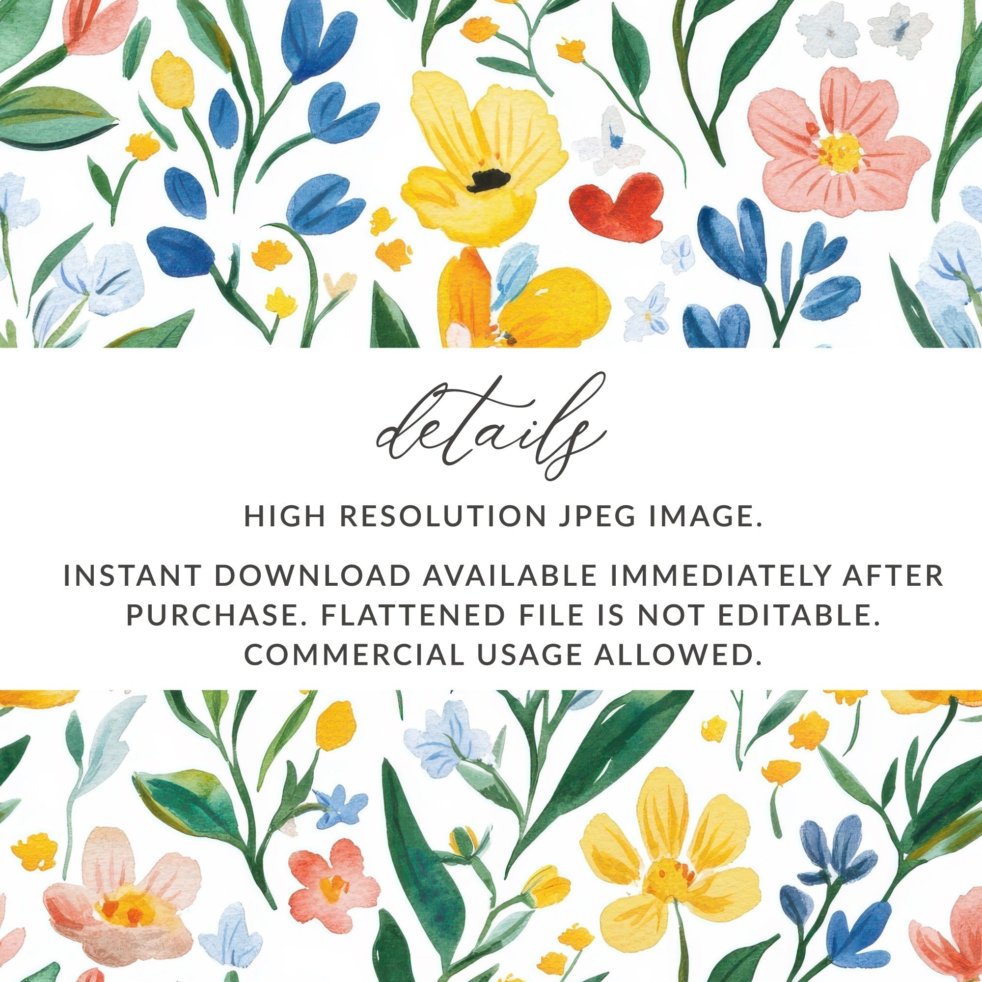 Cutesy Watercolor Floral Pattern Ditsy Summery Floral Background Spring Painted Easter Floral - Moore and Mountain