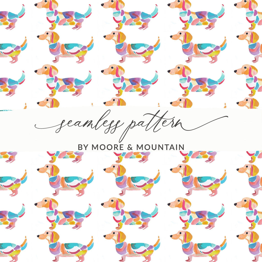 Dachshund Dog Pattern with Colorful Design Digital - Moore and Mountain