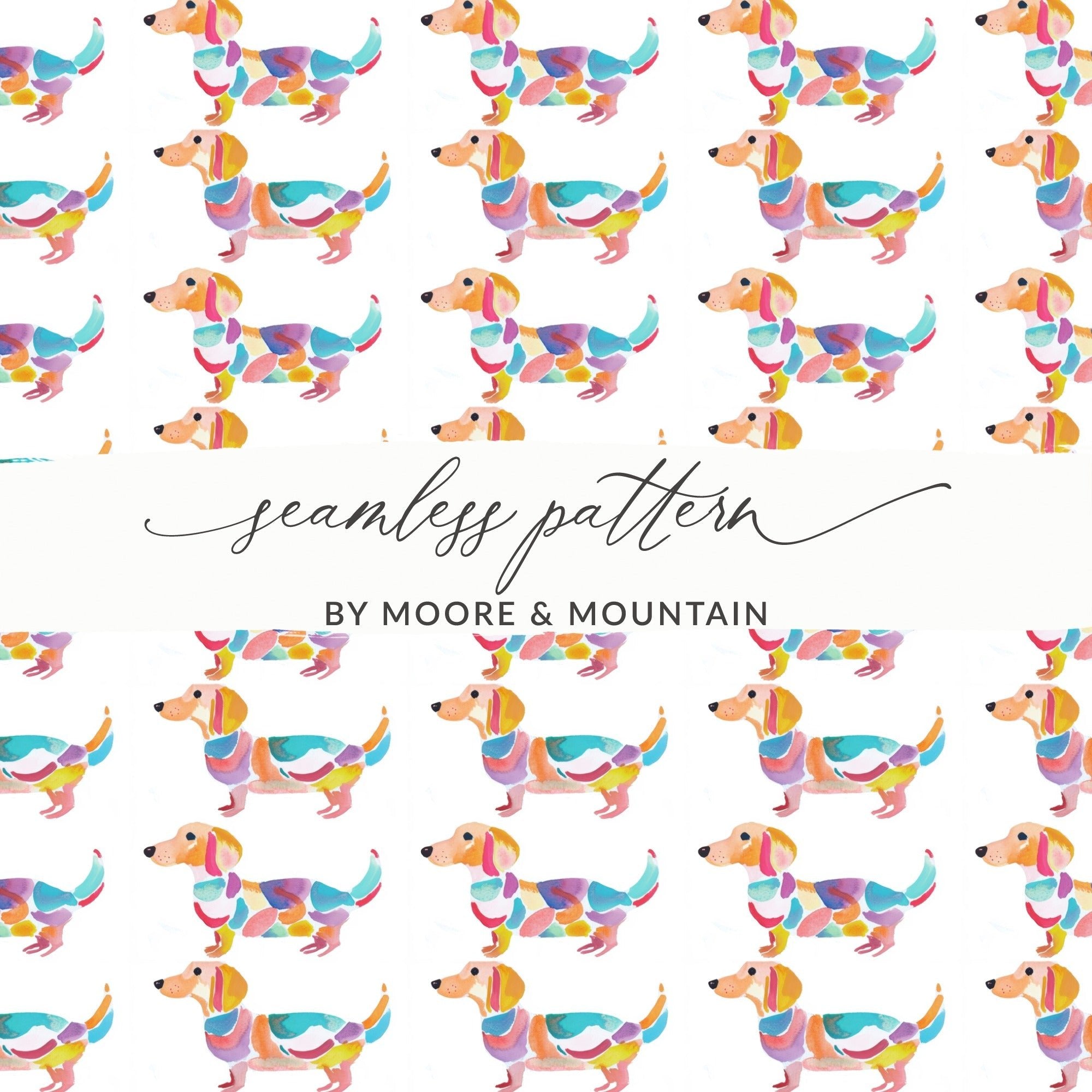 Dachshund Dog Pattern with Colorful Design Digital - Moore and Mountain