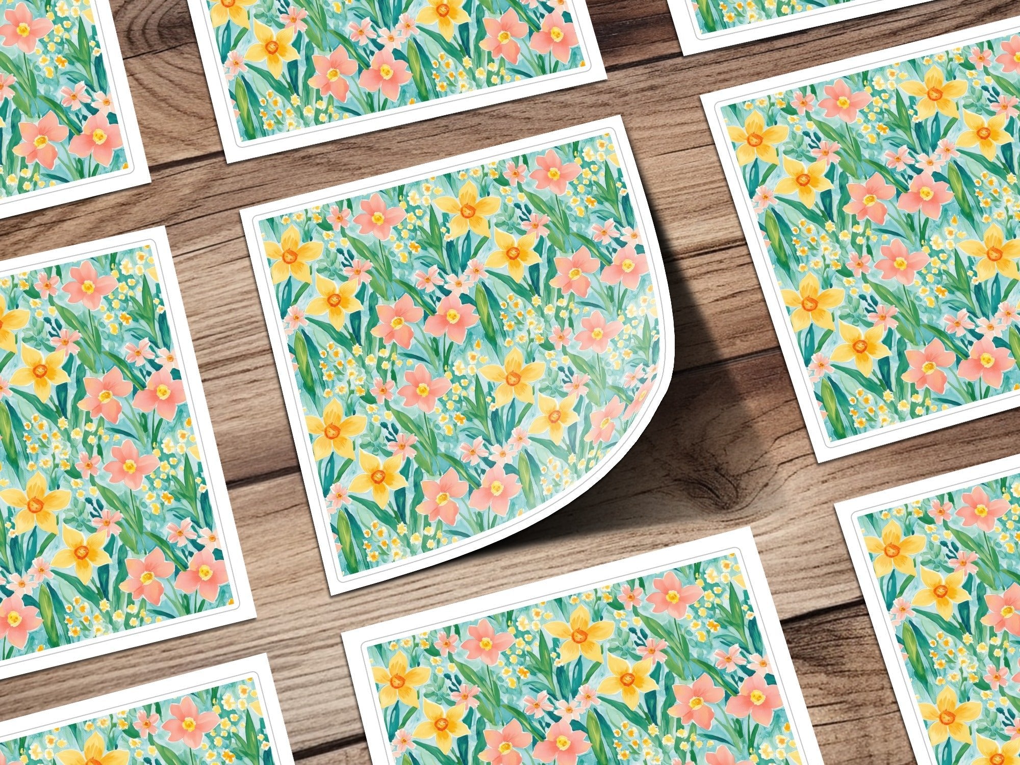 Daffodil Digital Pattern, Watercolor Floral, Seamless Pattern File, Spring Flowers, Digital Paper, Fabric Design, Pastel Colors - Moore and Mountain