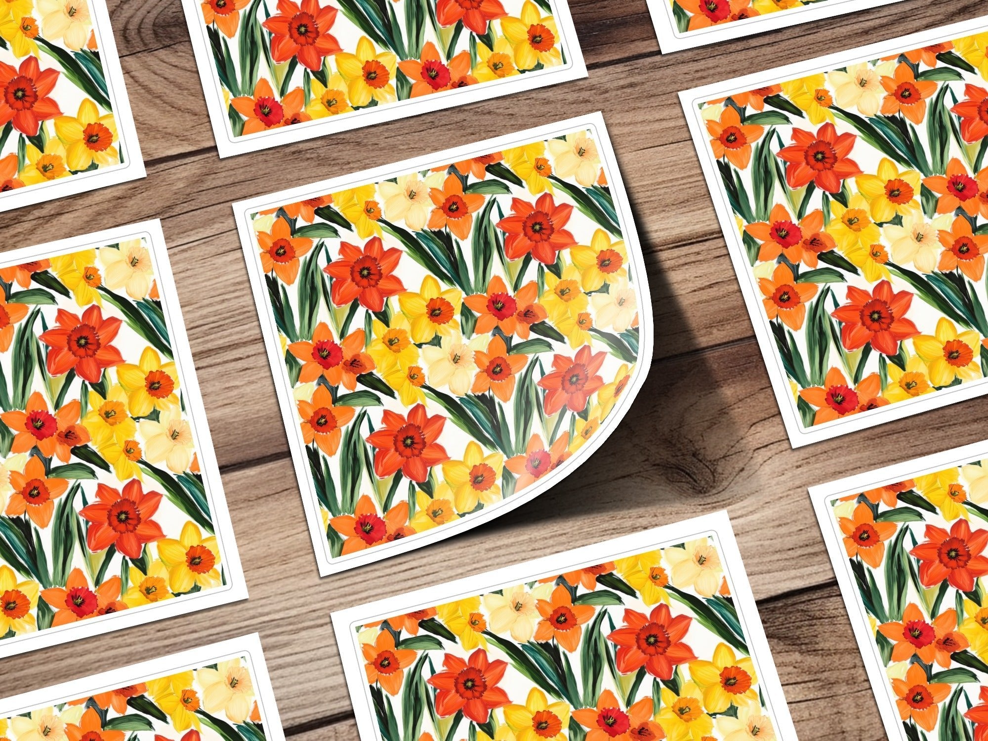 Daffodil Seamless Pattern Digital Paper, Floral Repeat Pattern, Spring Flower Pattern, Watercolor Texture, JPEG Files for Fabric Design - Moore and Mountain