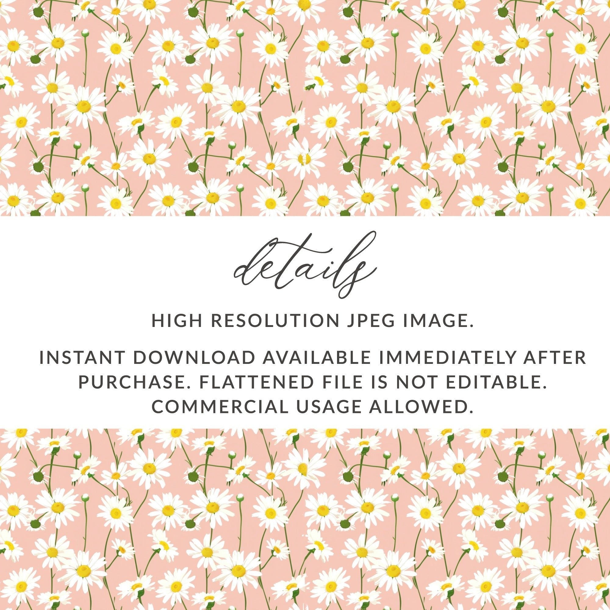 Daisy Digital Paper, Floral Seamless Pattern, Pink Background, Fabric Design, Scrapbooking Paper, Digital Download, 2 JPEG files - Moore and Mountain