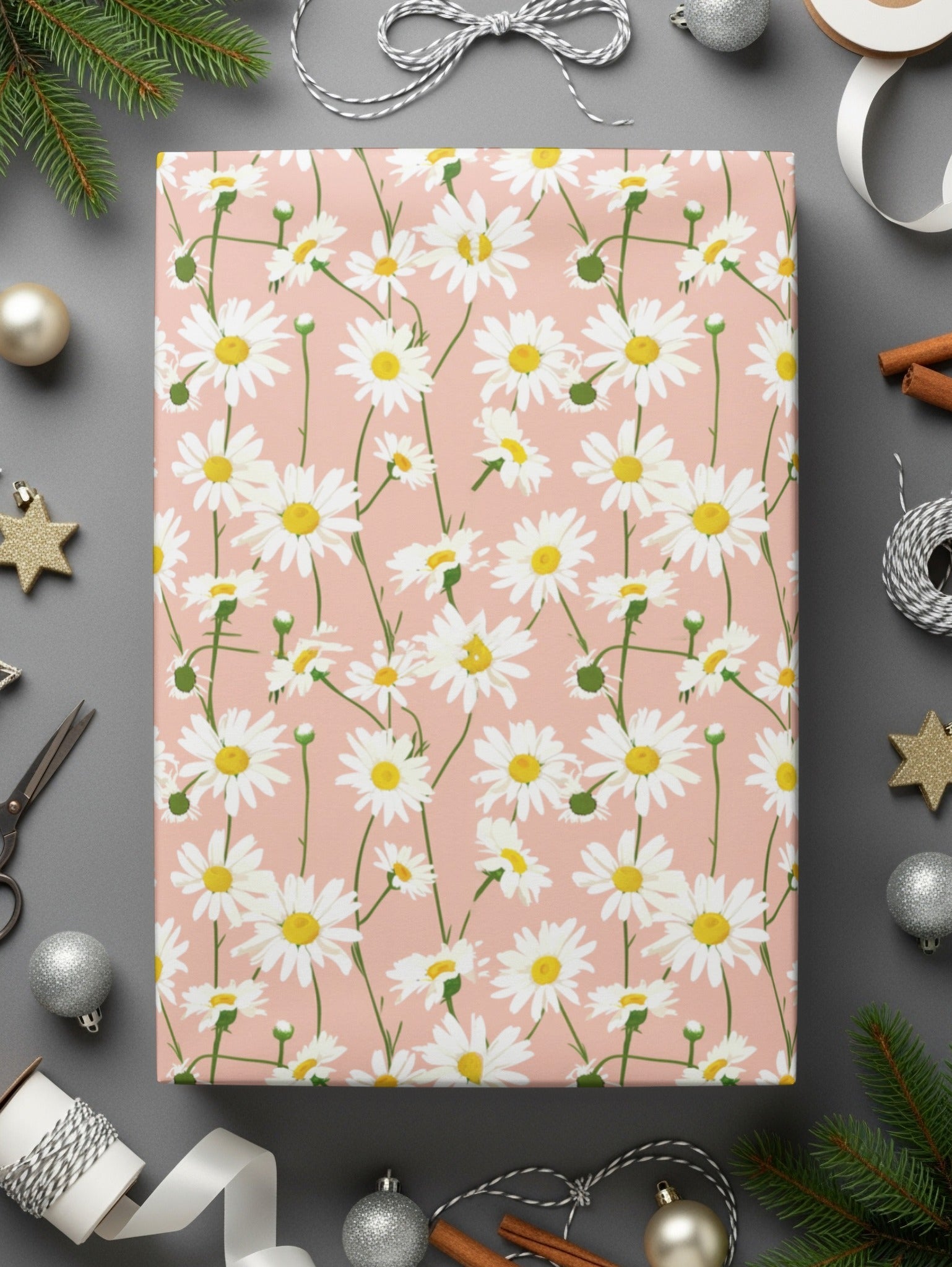 Daisy Digital Paper, Floral Seamless Pattern, Pink Background, Fabric Design, Scrapbooking Paper, Digital Download, 2 JPEG files - Moore and Mountain