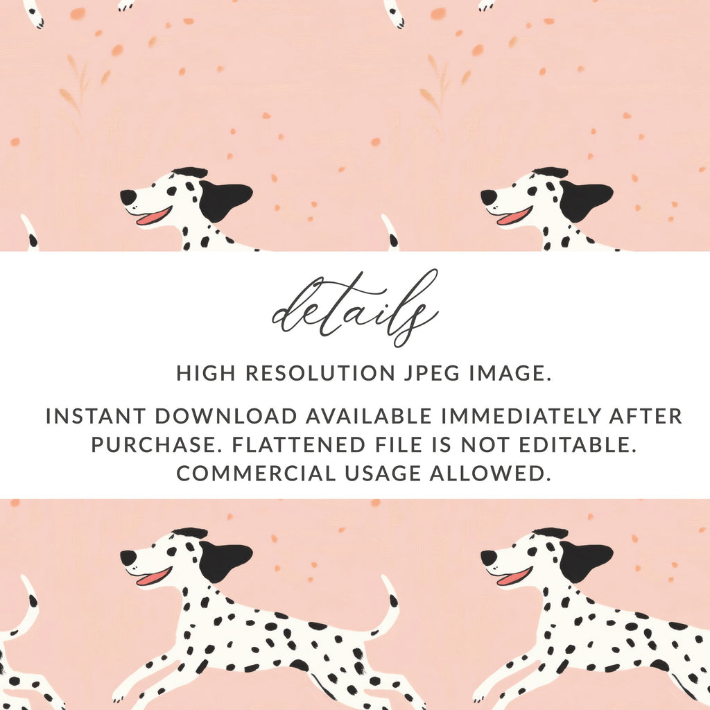 Dalmatian Digital Seamless, Puppy Pattern, Pink Background, Dog Pattern, JPEG Files, Scaled Patterns, Dog Lover Gift, Pet Design - Moore and Mountain