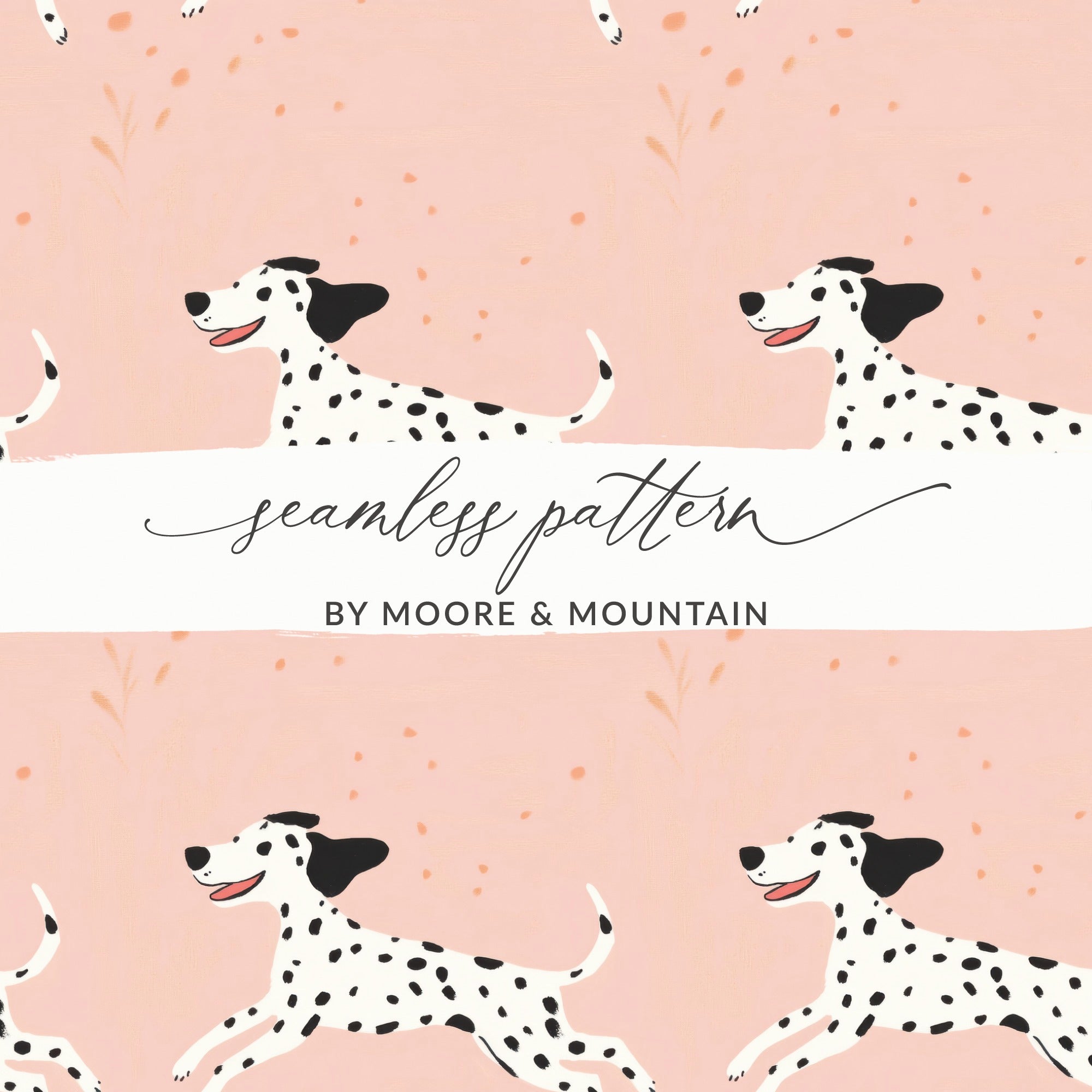Dalmatian Digital Seamless, Puppy Pattern, Pink Background, Dog Pattern, JPEG Files, Scaled Patterns, Dog Lover Gift, Pet Design - Moore and Mountain