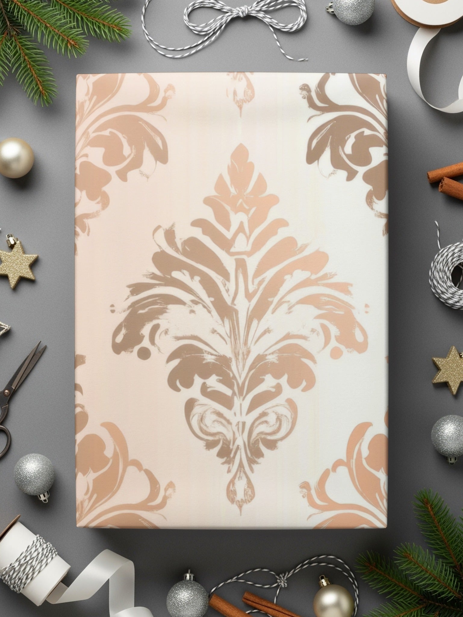 Damask Digital Seamless Pattern, Rose Gold Texture, Luxury Floral Design, 12x12 JPEG Paper, Scrapbook Pattern Digital, Background Designs - Moore and Mountain