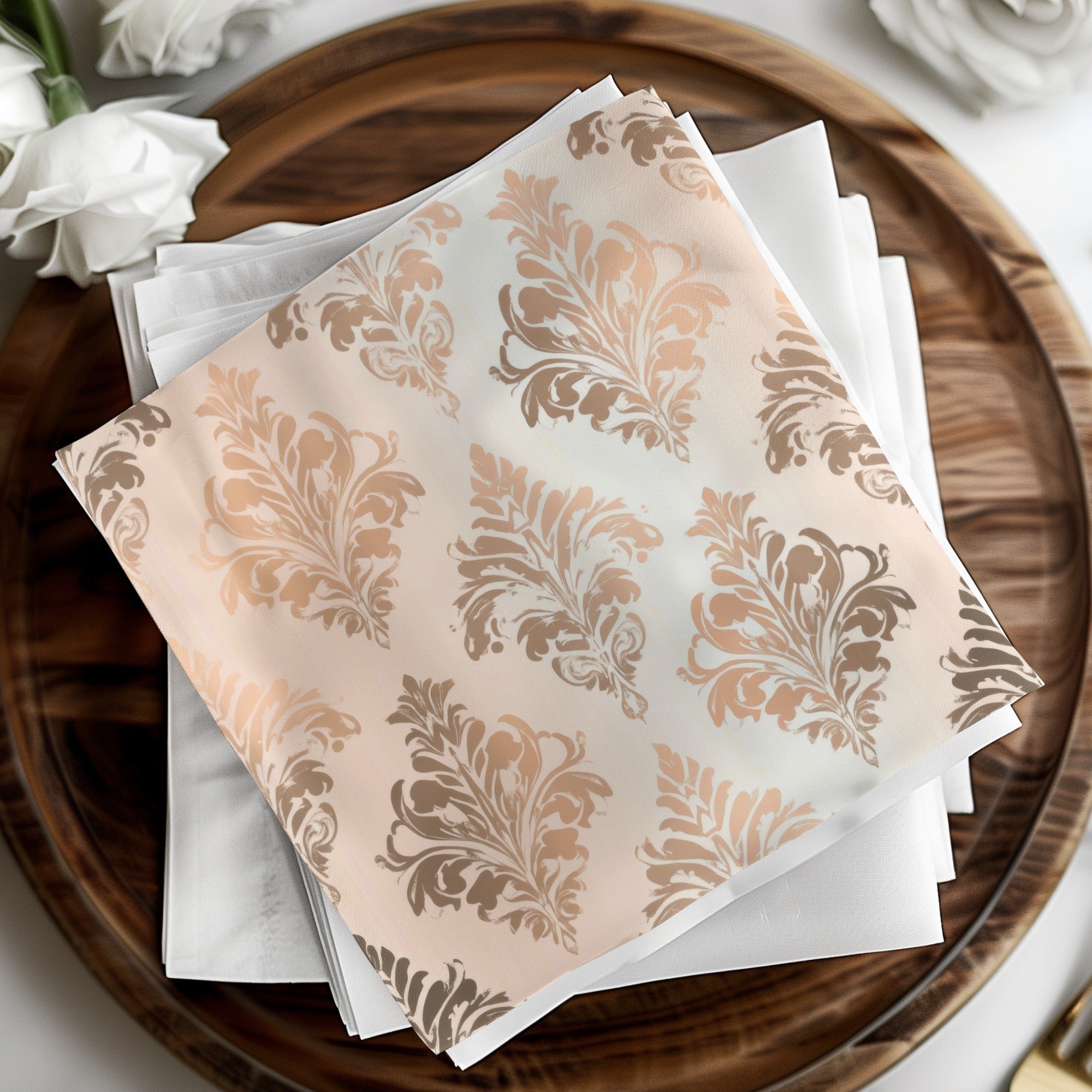 Damask Digital Seamless Pattern, Rose Gold Texture, Luxury Floral Design, 12x12 JPEG Paper, Scrapbook Pattern Digital, Background Designs - Moore and Mountain