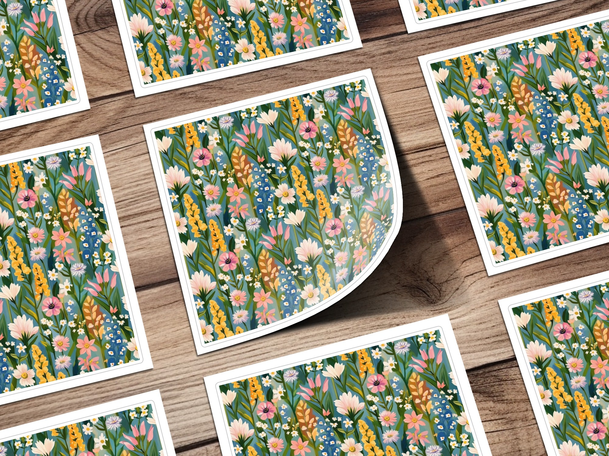 Colorful Floral Pattern Art Print Sticker Sheets