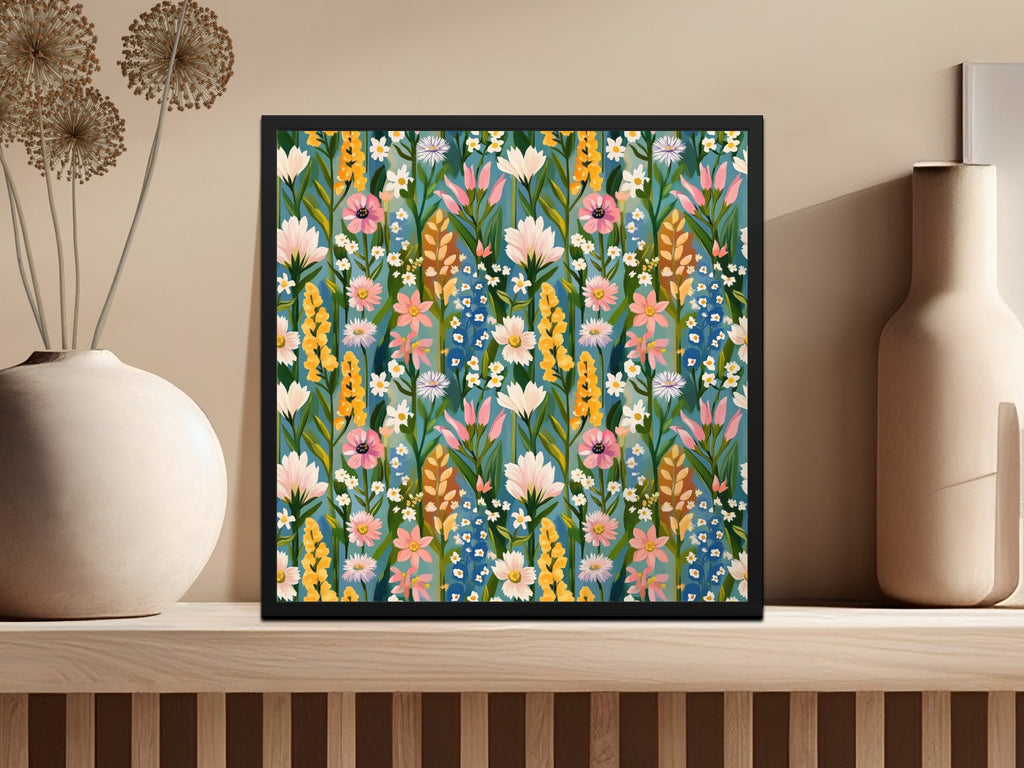 Floral Pattern Wall Art in Vibrant Colors Decor