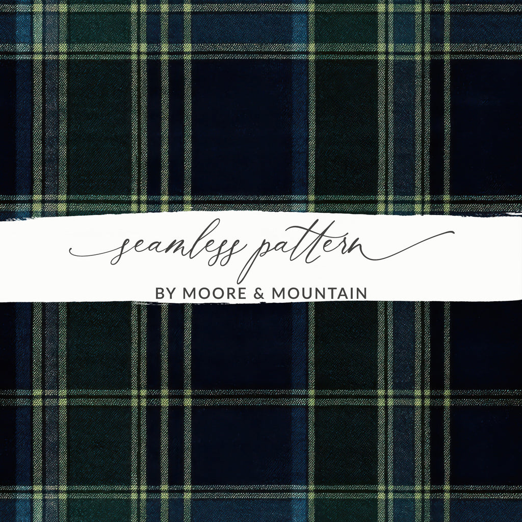 Dark Blue And Green Seamless Tartan Pattern Digital - Moore and Mountain