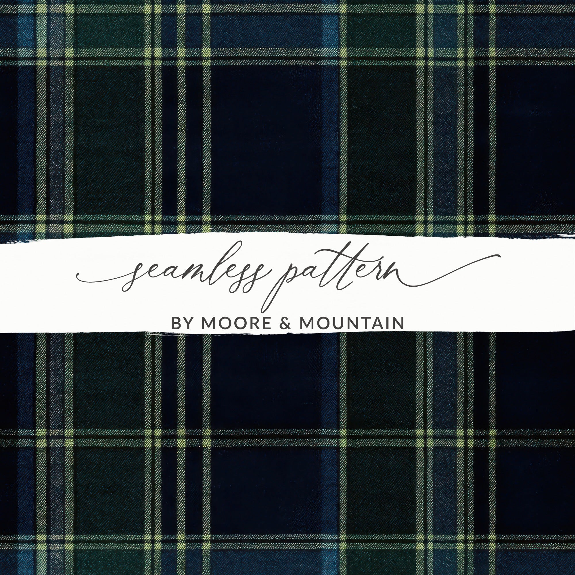 Dark Blue And Green Seamless Tartan Pattern Digital - Moore and Mountain