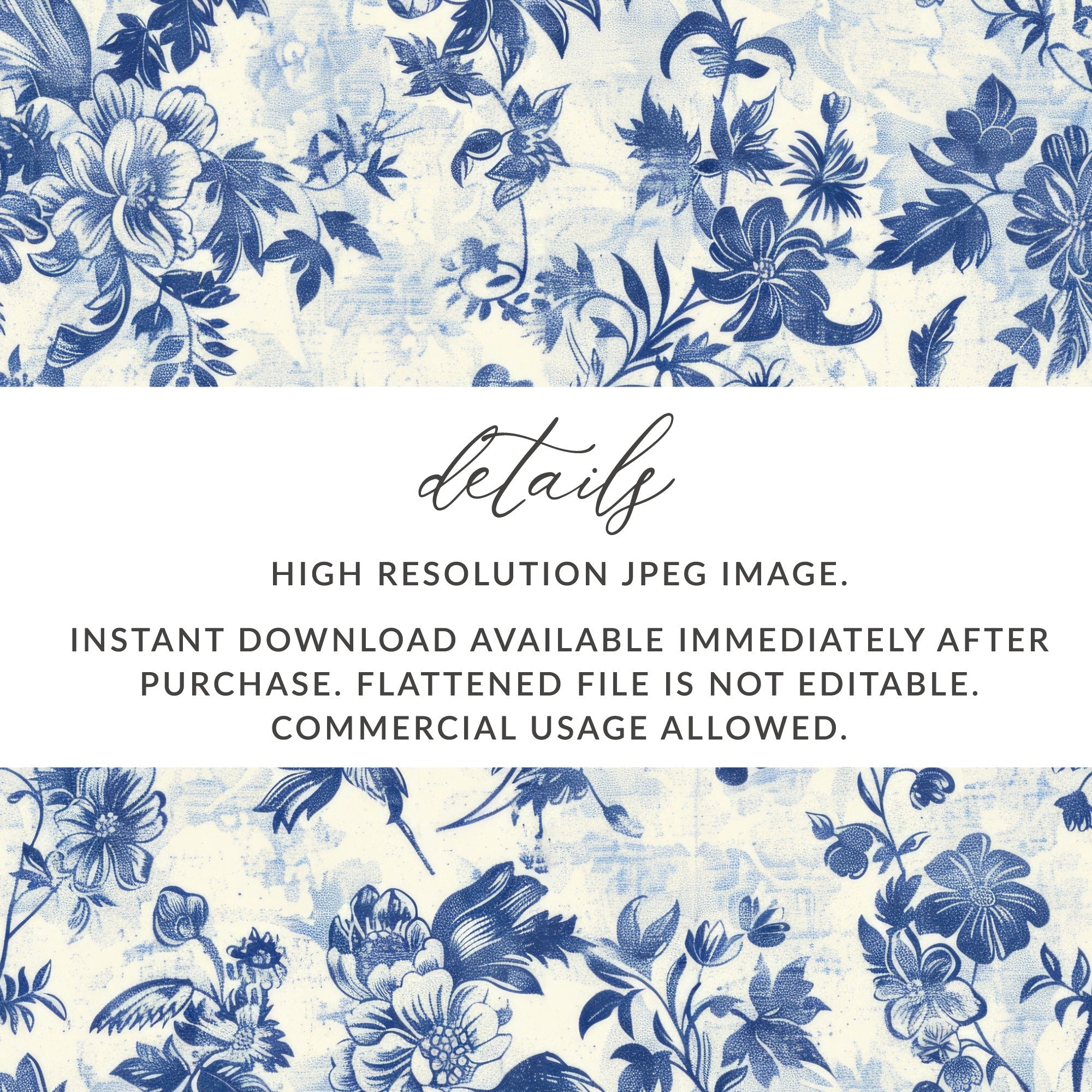 Dark Blue Seamless Chinoiserie Peony Toile Background - Moore and Mountain