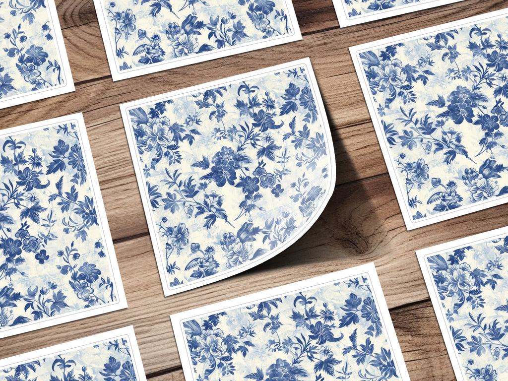 Dark Blue Seamless Chinoiserie Peony Toile Background - Moore and Mountain