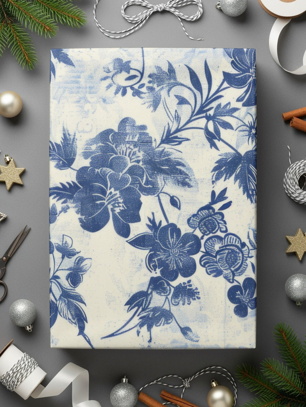 Dark Blue Seamless Chinoiserie Peony Toile Background - Moore and Mountain