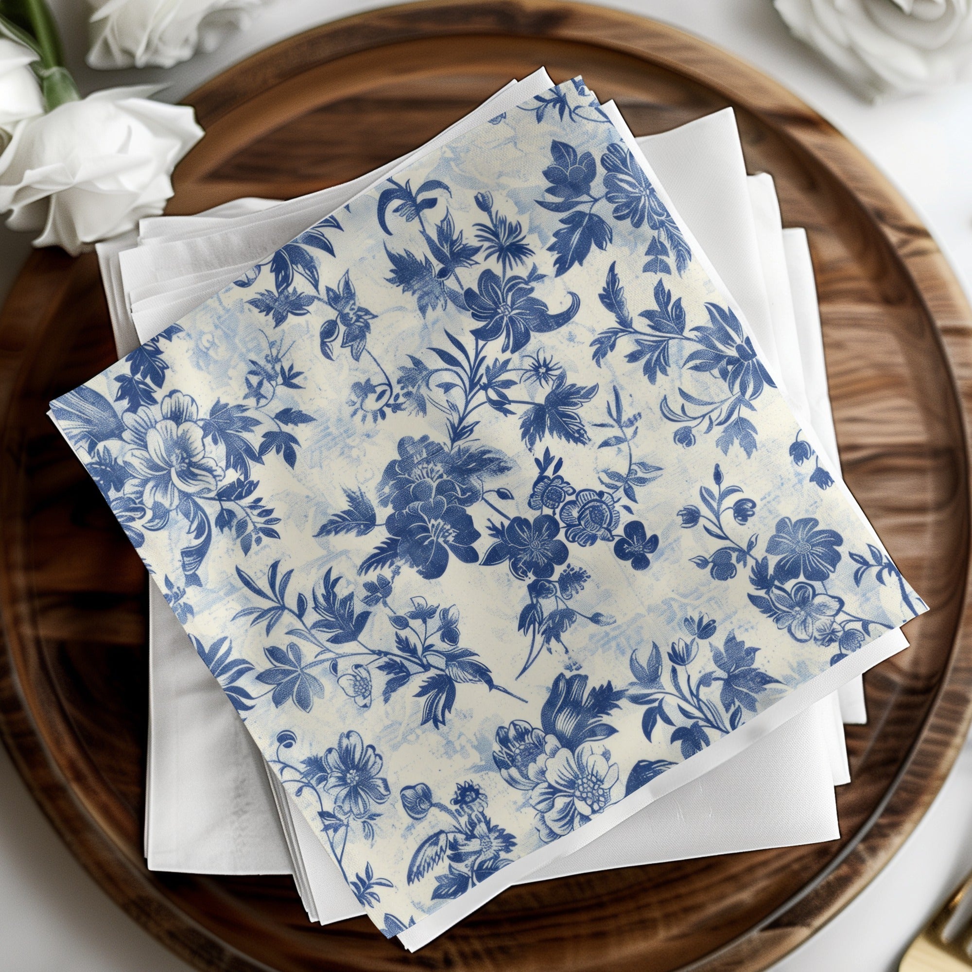 Dark Blue Seamless Chinoiserie Peony Toile Background - Moore and Mountain