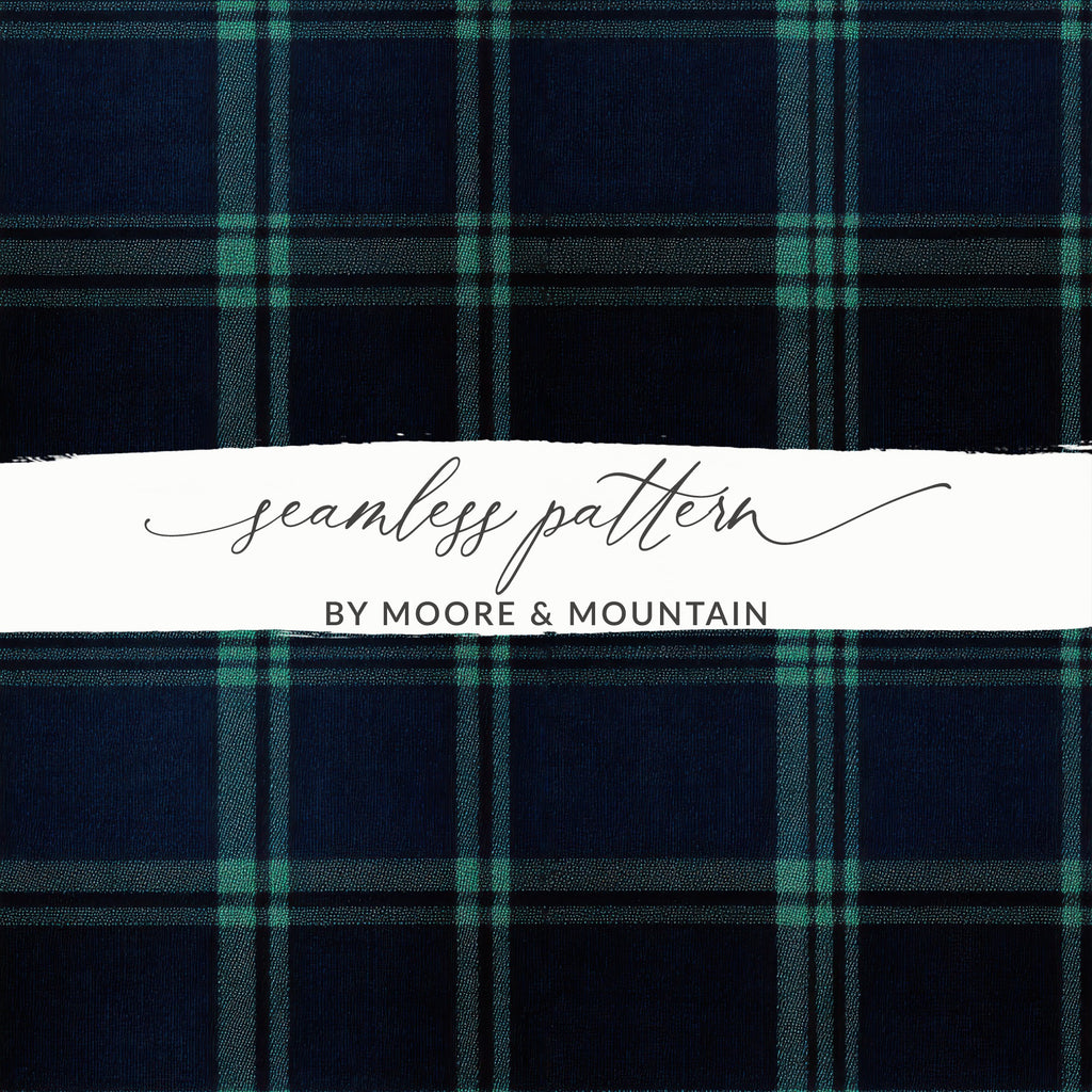 Dark Blue and Teal Plaid Stylish Scottish Tartan Background - Moore and Mountain
