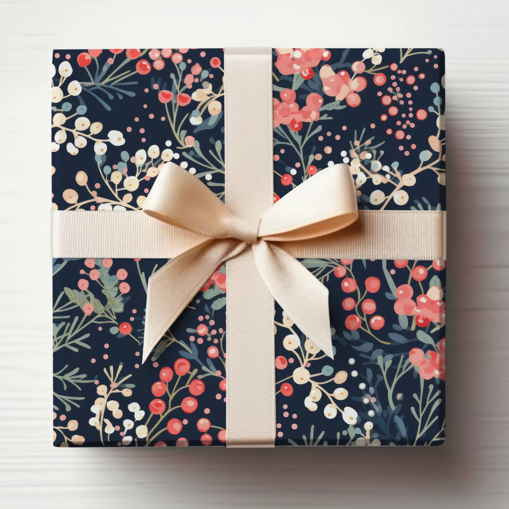 Elegant Floral Gift Wrap with Cream Ribbon product