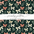 Dark Coquette Winter Bows On Green Background Digital - Moore and Mountain