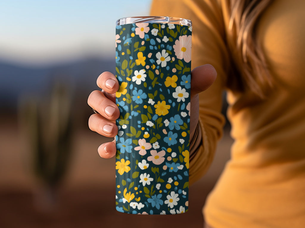 Vibrant Floral Pattern Insulated Tumbler Cup for Everyday Use