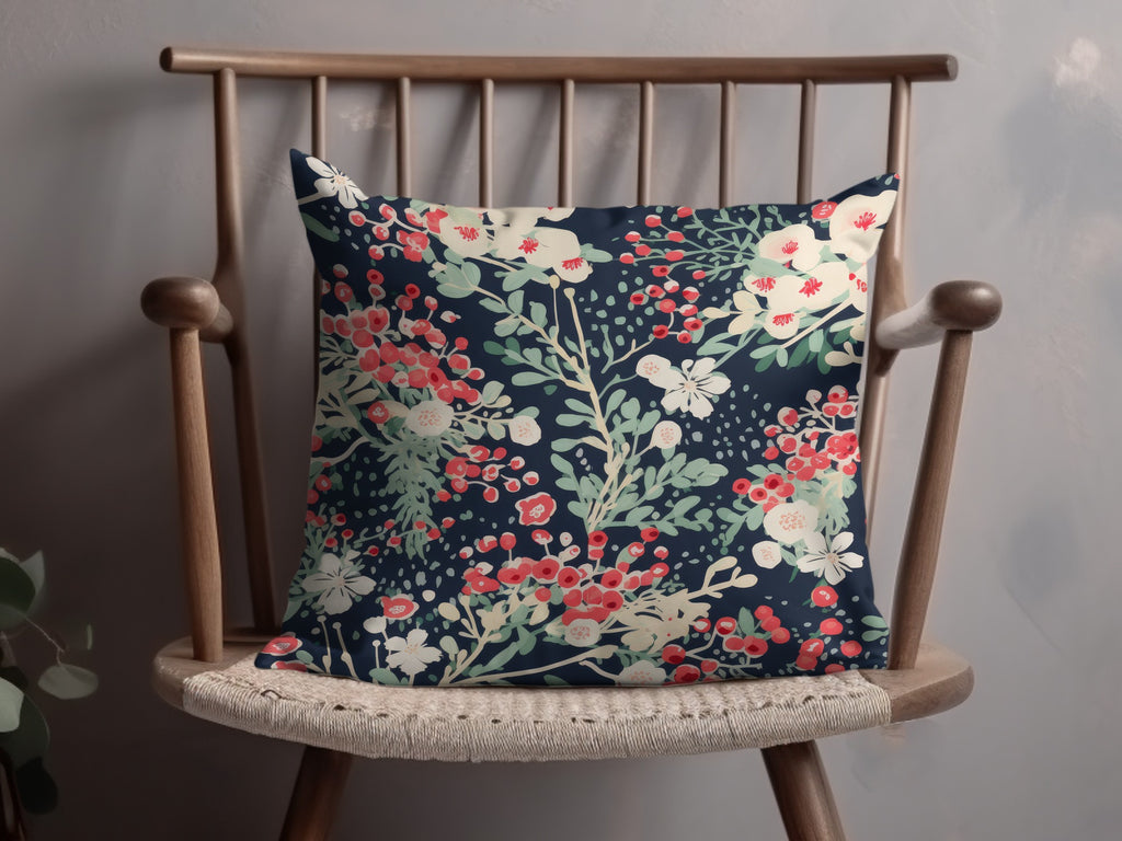 Floral Decorative Cushion Cover with Vibrant Botanical Design