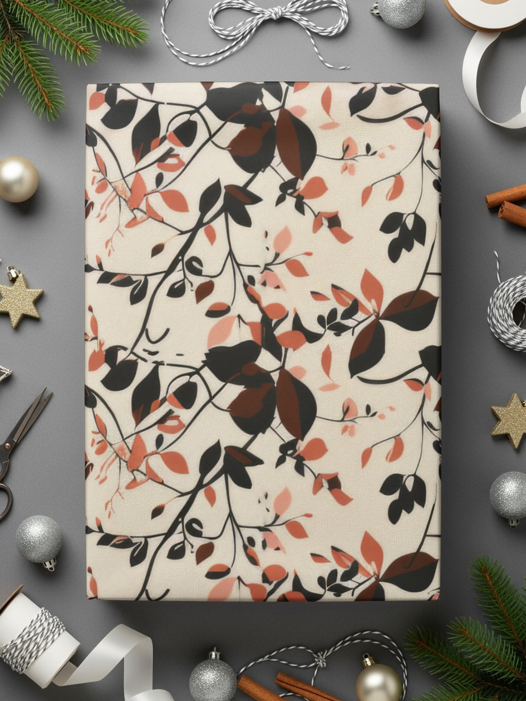 Botanical Leaves and Vine Pattern Gift Wrap Paper